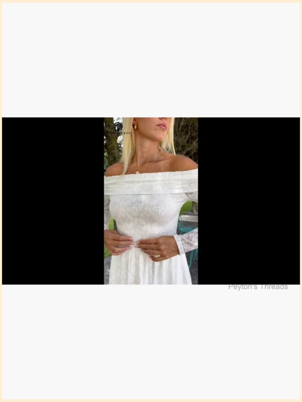 Off Shoulder Long Sleeve Floral Midi Dress A-Line Flowy Wedding Guest Formal - Picture 6 of 7